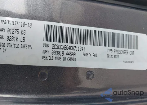 2019 Dodge Charger Sxt Rwd from USA, damaged, VIN 2C3CDXBG4KH711241